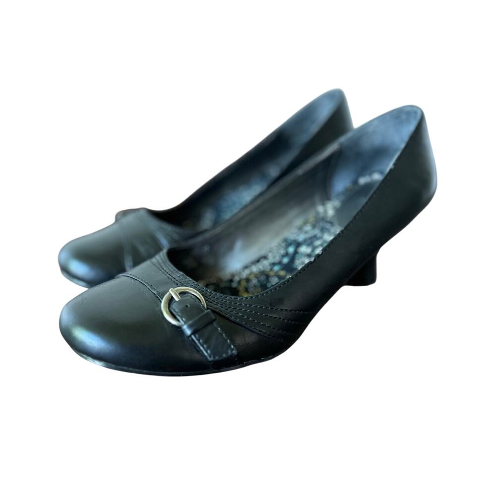 Vintage Mudd Black Buckle Kitten Heel Pumps whimsigoth emo twee goth witchy 9